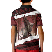 Merry Christmas Kid Polo Shirt Krampus in The Woods - Red - Wonder Print Shop