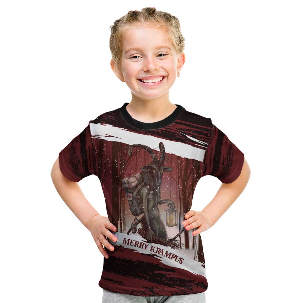 Merry Christmas Kid T Shirt Krampus in The Woods - Red - Wonder Print Shop