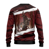 Merry Christmas Ugly Christmas Sweater Krampus in The Woods - Red - Wonder Print Shop