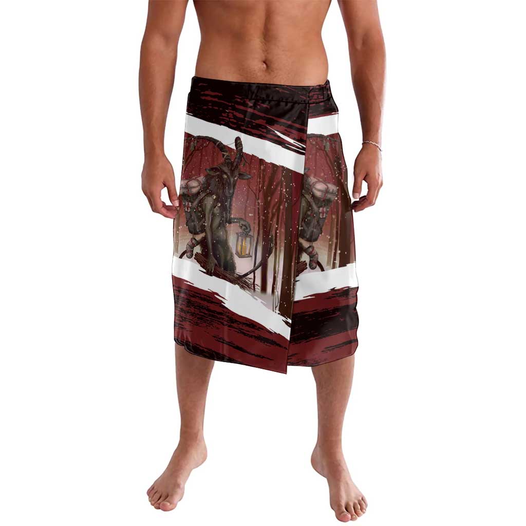 Merry Christmas Lavalava Krampus in The Woods - Red - Wonder Print Shop