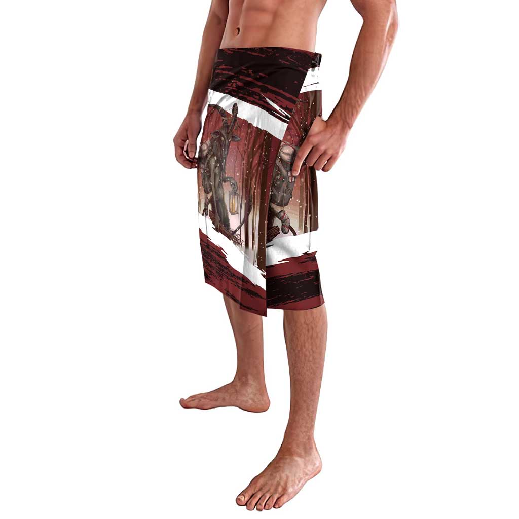 Merry Christmas Lavalava Krampus in The Woods - Red - Wonder Print Shop