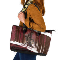 Merry Christmas Leather Tote Bag Krampus in The Woods - Red - Wonder Print Shop