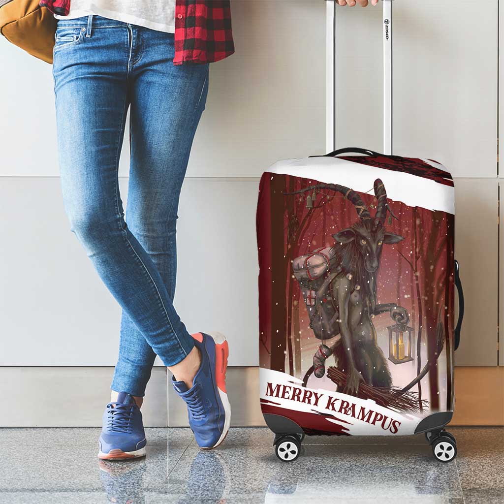 Merry Christmas Luggage Cover Krampus in The Woods - Red - Wonder Print Shop