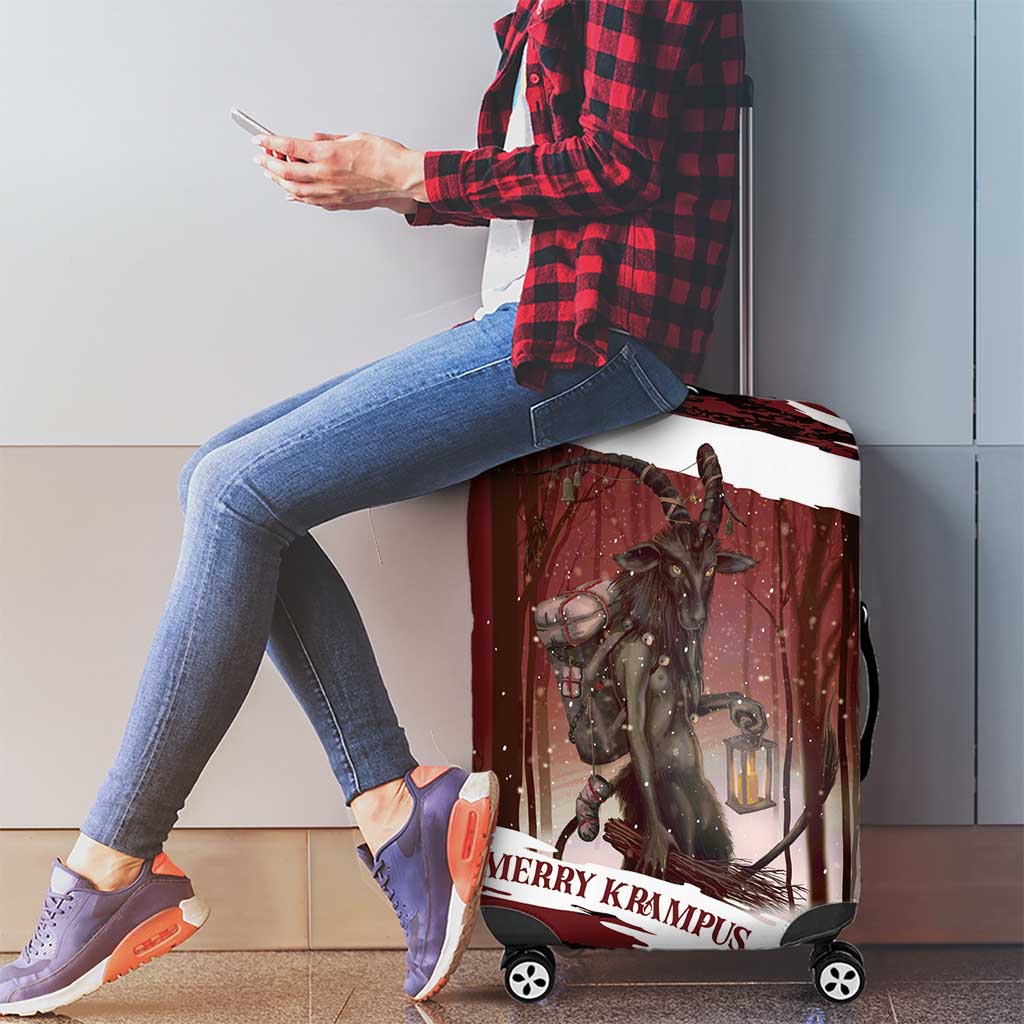 Merry Christmas Luggage Cover Krampus in The Woods - Red - Wonder Print Shop