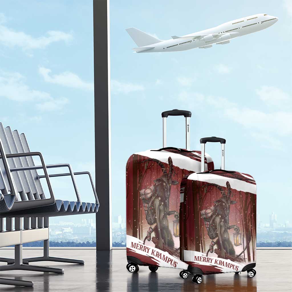 Merry Christmas Luggage Cover Krampus in The Woods - Red - Wonder Print Shop