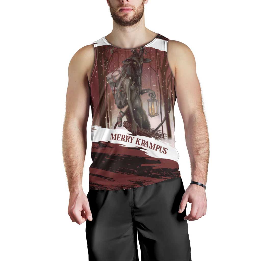 Merry Christmas Men Tank Top Krampus in The Woods - Red - Wonder Print Shop