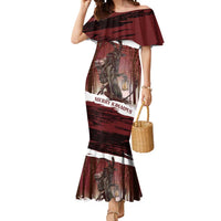 Merry Christmas Mermaid Dress Krampus in The Woods - Red - Wonder Print Shop