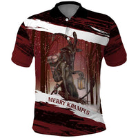 Merry Christmas Polo Shirt Krampus in The Woods - Red - Wonder Print Shop