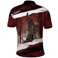 Merry Christmas Polo Shirt Krampus in The Woods - Red - Wonder Print Shop