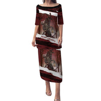 Merry Christmas Puletasi Krampus in The Woods - Red - Wonder Print Shop