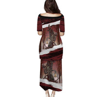 Merry Christmas Puletasi Krampus in The Woods - Red - Wonder Print Shop