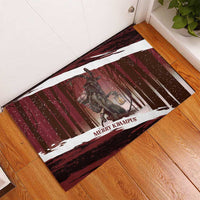 Merry Christmas Rubber Doormat Krampus in The Woods - Red - Wonder Print Shop