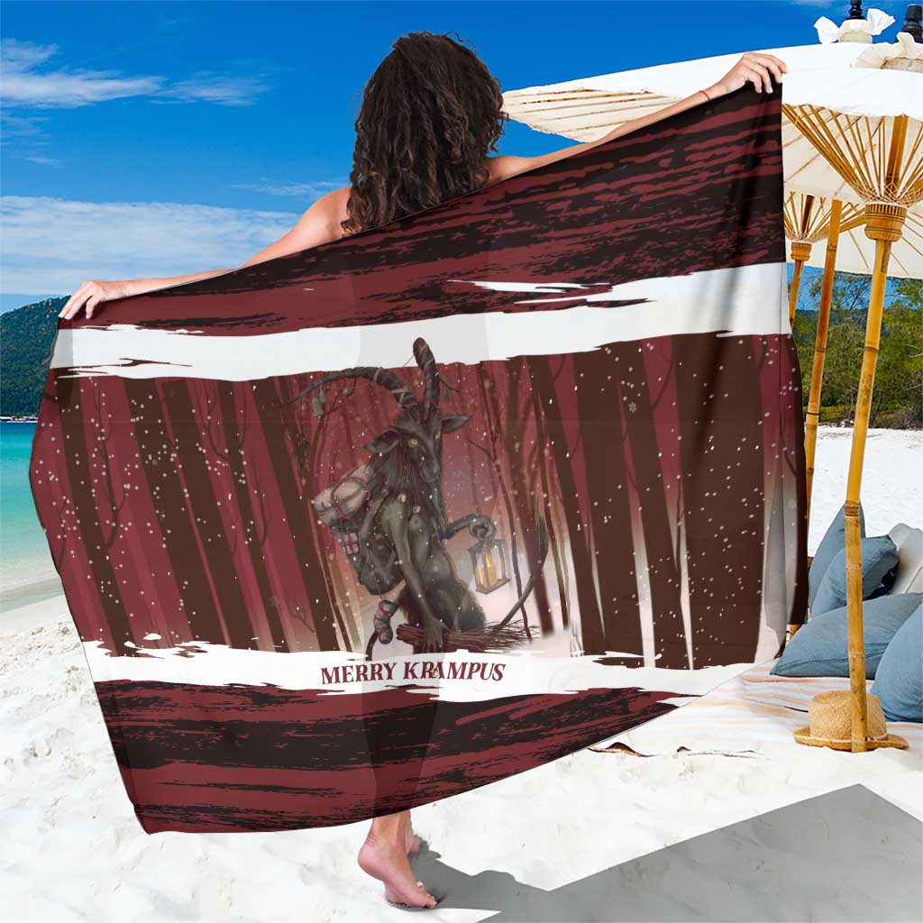 Merry Christmas Sarong Krampus in The Woods - Red - Wonder Print Shop