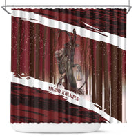 Merry Christmas Shower Curtain Krampus in The Woods - Red