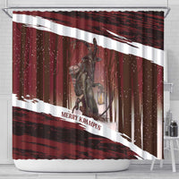 Merry Christmas Shower Curtain Krampus in The Woods - Red