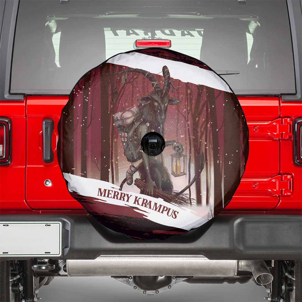 Merry Christmas Spare Tire Cover Krampus in The Woods - Red - Wonder Print Shop