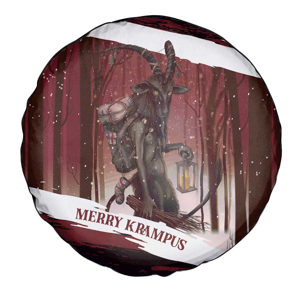Merry Christmas Spare Tire Cover Krampus in The Woods - Red - Wonder Print Shop