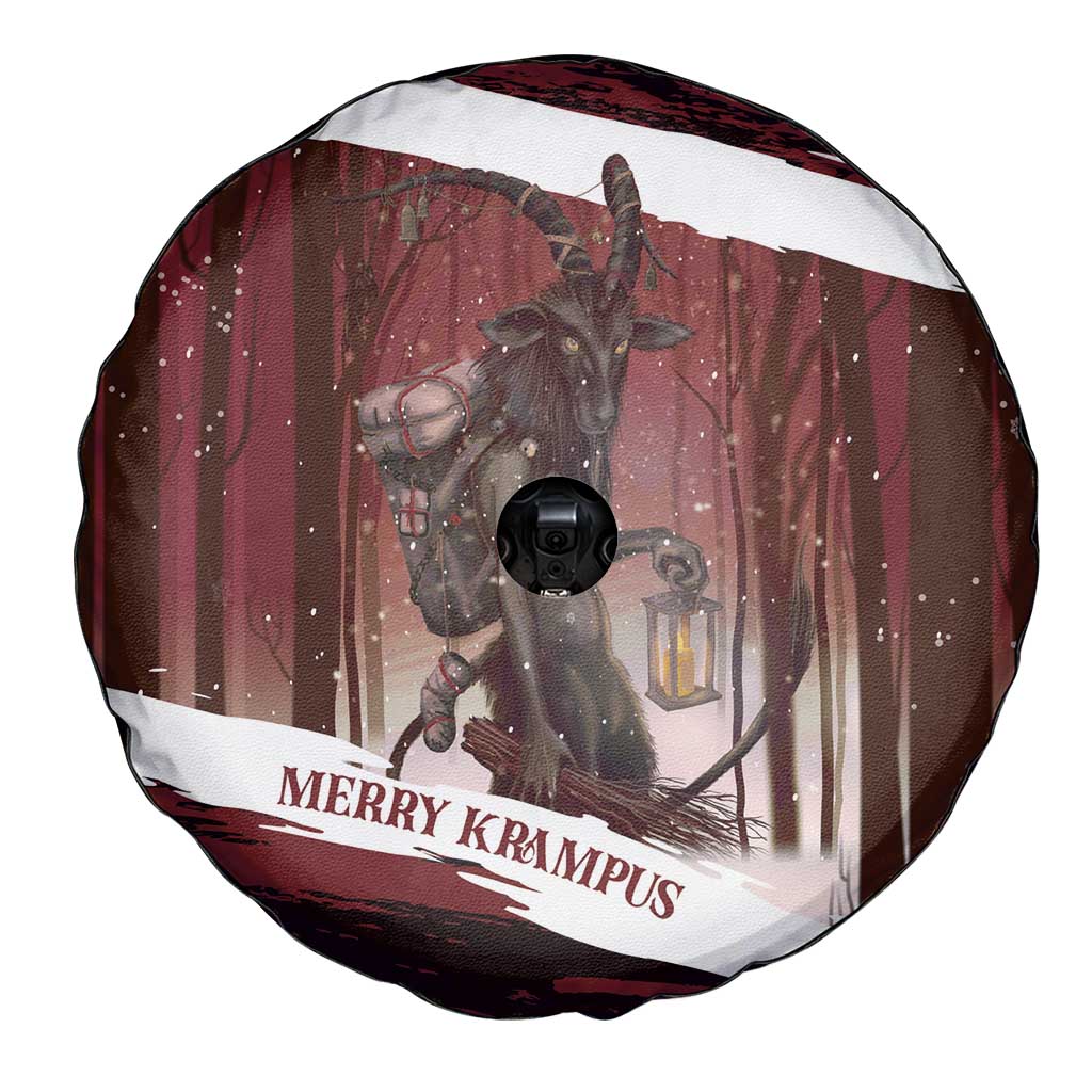 Merry Christmas Spare Tire Cover Krampus in The Woods - Red - Wonder Print Shop