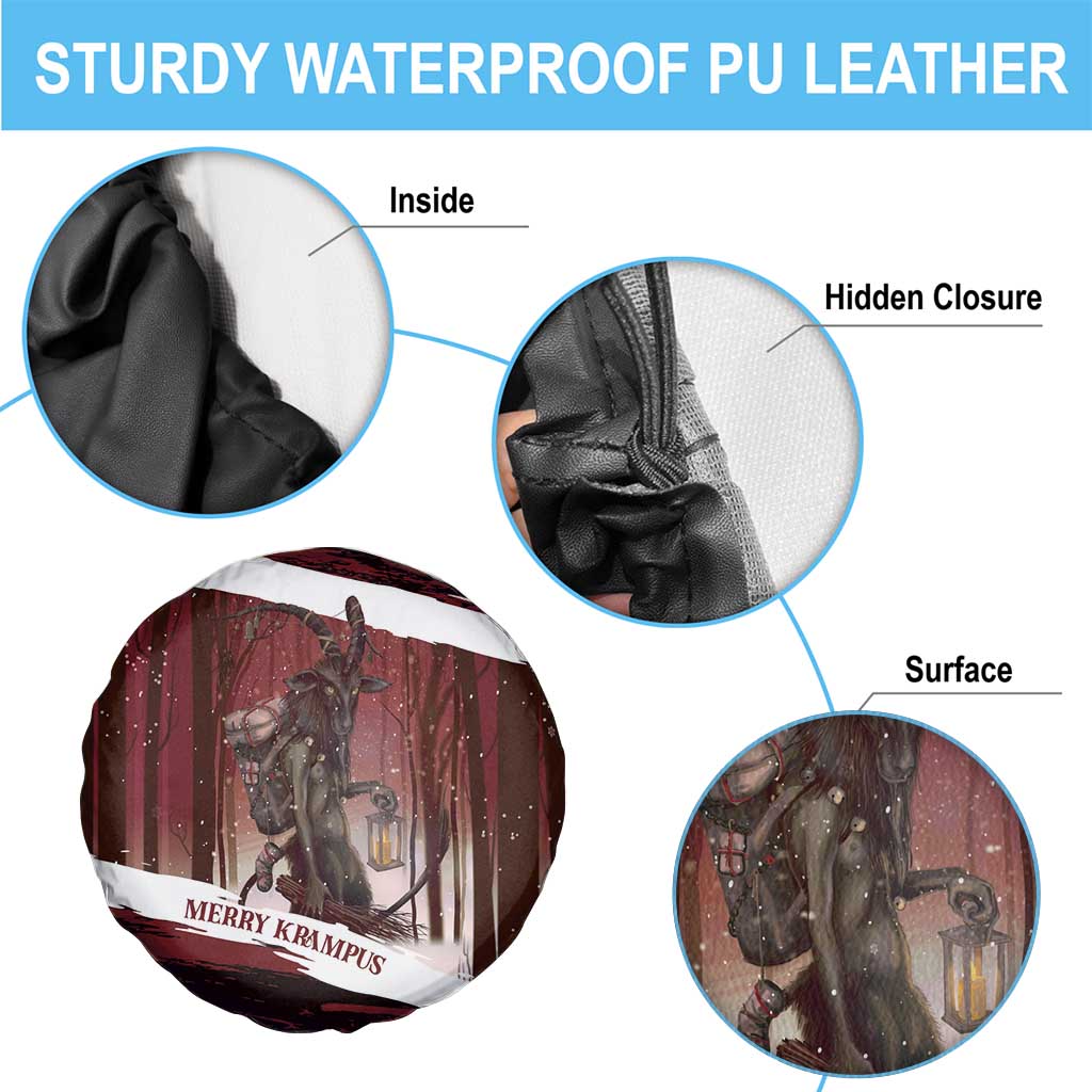 Merry Christmas Spare Tire Cover Krampus in The Woods - Red - Wonder Print Shop