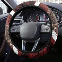 Merry Christmas Steering Wheel Cover Krampus in The Woods - Red - Wonder Print Shop