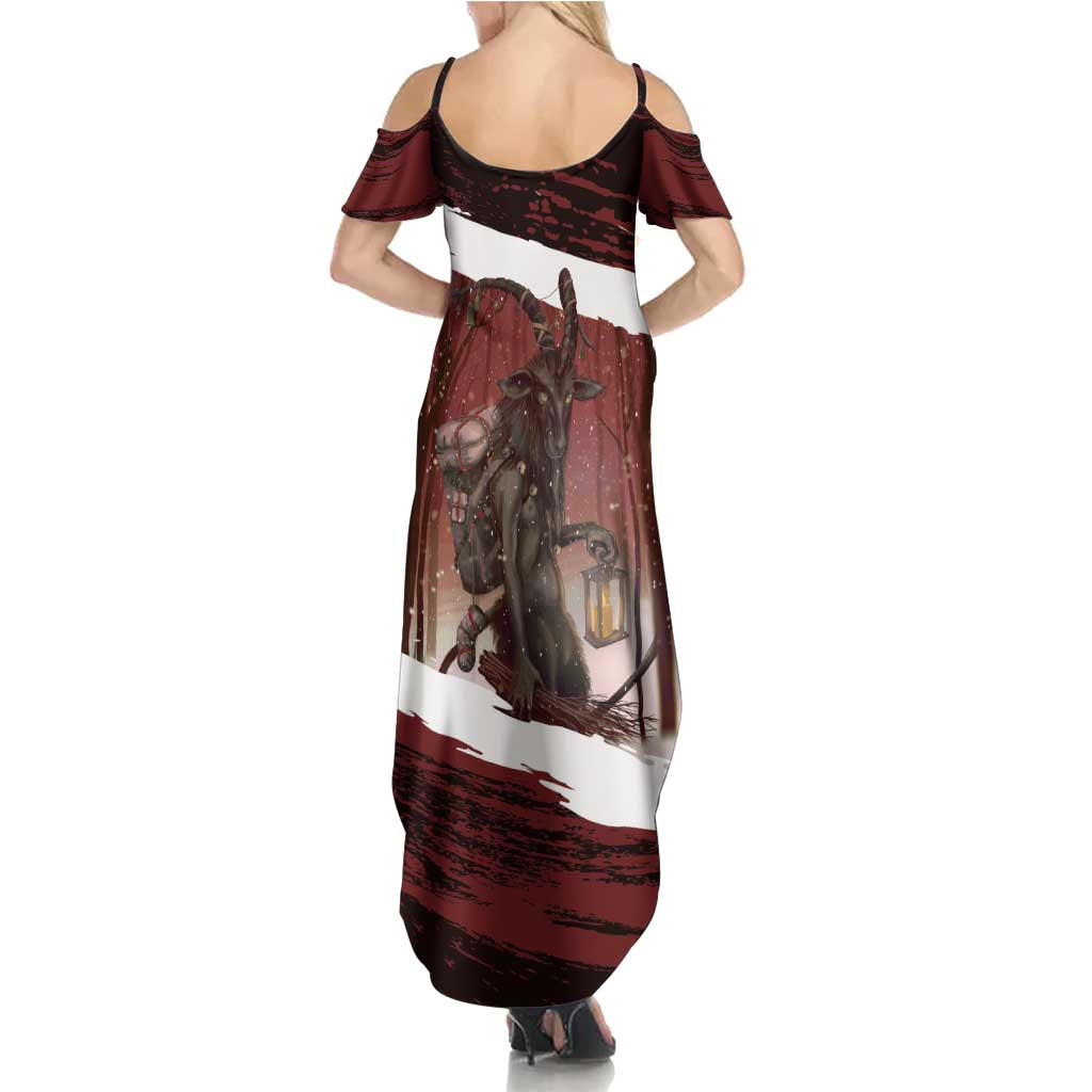Merry Christmas Summer Maxi Dress Krampus in The Woods - Red - Wonder Print Shop