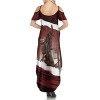 Merry Christmas Summer Maxi Dress Krampus in The Woods - Red - Wonder Print Shop