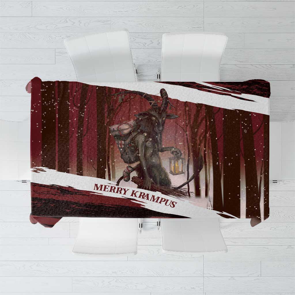 Merry Christmas Tablecloth Krampus in The Woods - Red - Wonder Print Shop