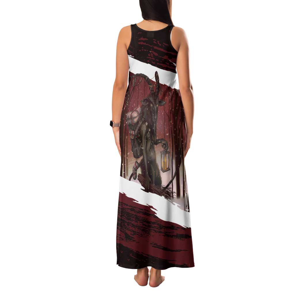 Merry Christmas Tank Maxi Dress Krampus in The Woods - Red - Wonder Print Shop