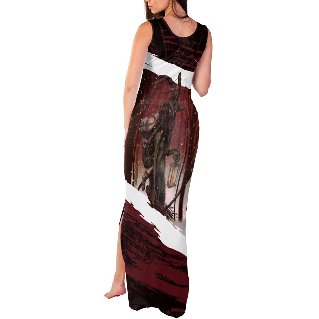 Merry Christmas Tank Maxi Dress Krampus in The Woods - Red - Wonder Print Shop