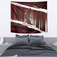 Merry Christmas Tapestry Krampus in The Woods - Red - Wonder Print Shop