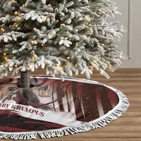 Merry Christmas Tree Skirt Krampus in The Woods - Red - Wonder Print Shop
