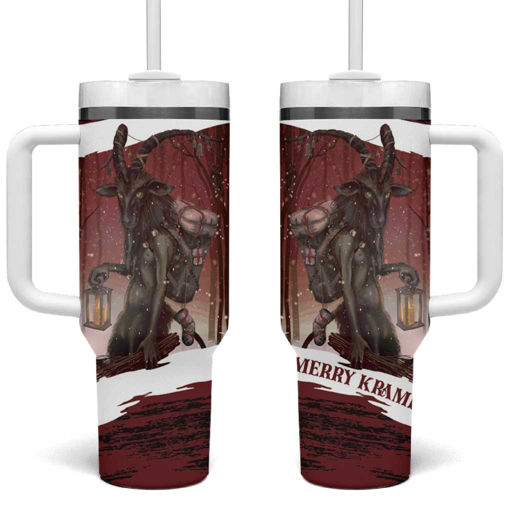 Merry Christmas Tumbler With Handle Krampus in The Woods - Red - Wonder Print Shop