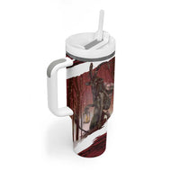 Merry Christmas Tumbler With Handle Krampus in The Woods - Red - Wonder Print Shop