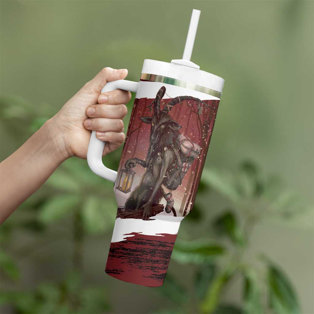 Merry Christmas Tumbler With Handle Krampus in The Woods - Red - Wonder Print Shop