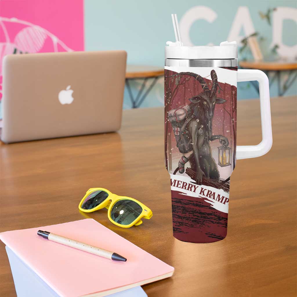 Merry Christmas Tumbler With Handle Krampus in The Woods - Red - Wonder Print Shop