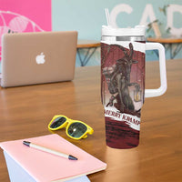 Merry Christmas Tumbler With Handle Krampus in The Woods - Red - Wonder Print Shop