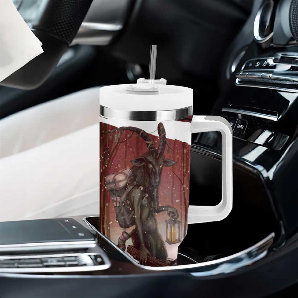 Merry Christmas Tumbler With Handle Krampus in The Woods - Red - Wonder Print Shop