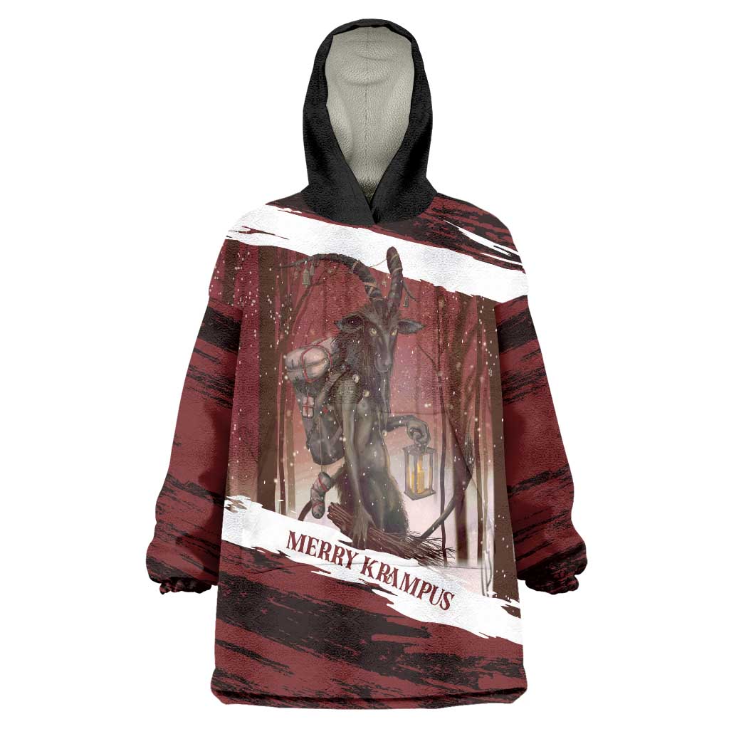 Merry Christmas Wearable Blanket Hoodie Krampus in The Woods - Red - Wonder Print Shop
