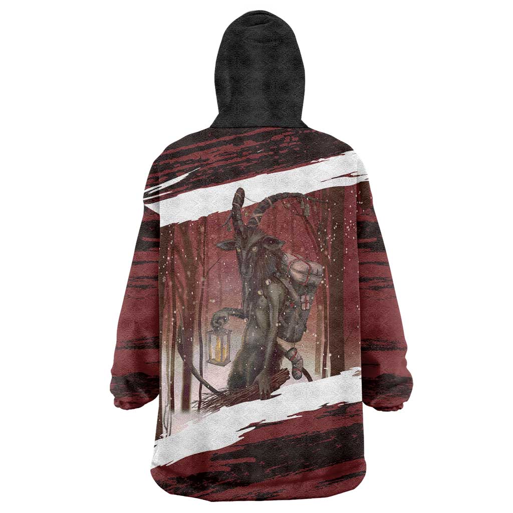 Merry Christmas Wearable Blanket Hoodie Krampus in The Woods - Red - Wonder Print Shop