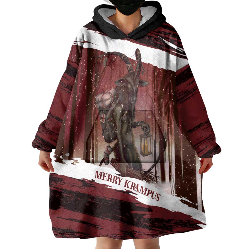 Merry Christmas Wearable Blanket Hoodie Krampus in The Woods - Red - Wonder Print Shop