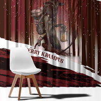 Merry Christmas Window Curtain Krampus in The Woods - Red - Wonder Print Shop