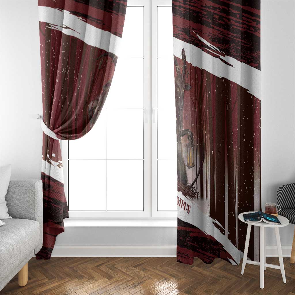 Merry Christmas Window Curtain Krampus in The Woods - Red - Wonder Print Shop