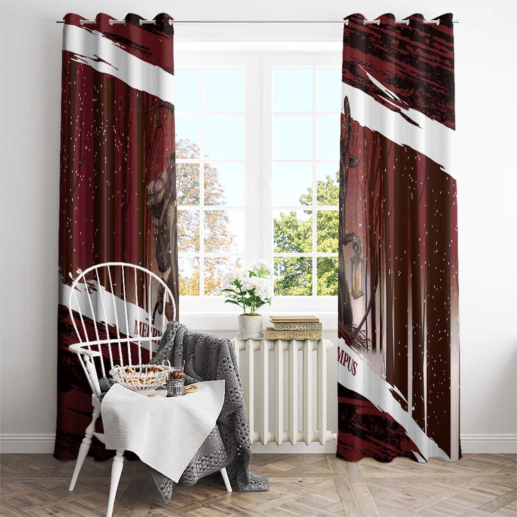 Merry Christmas Window Curtain Krampus in The Woods - Red - Wonder Print Shop