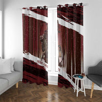 Merry Christmas Window Curtain Krampus in The Woods - Red - Wonder Print Shop