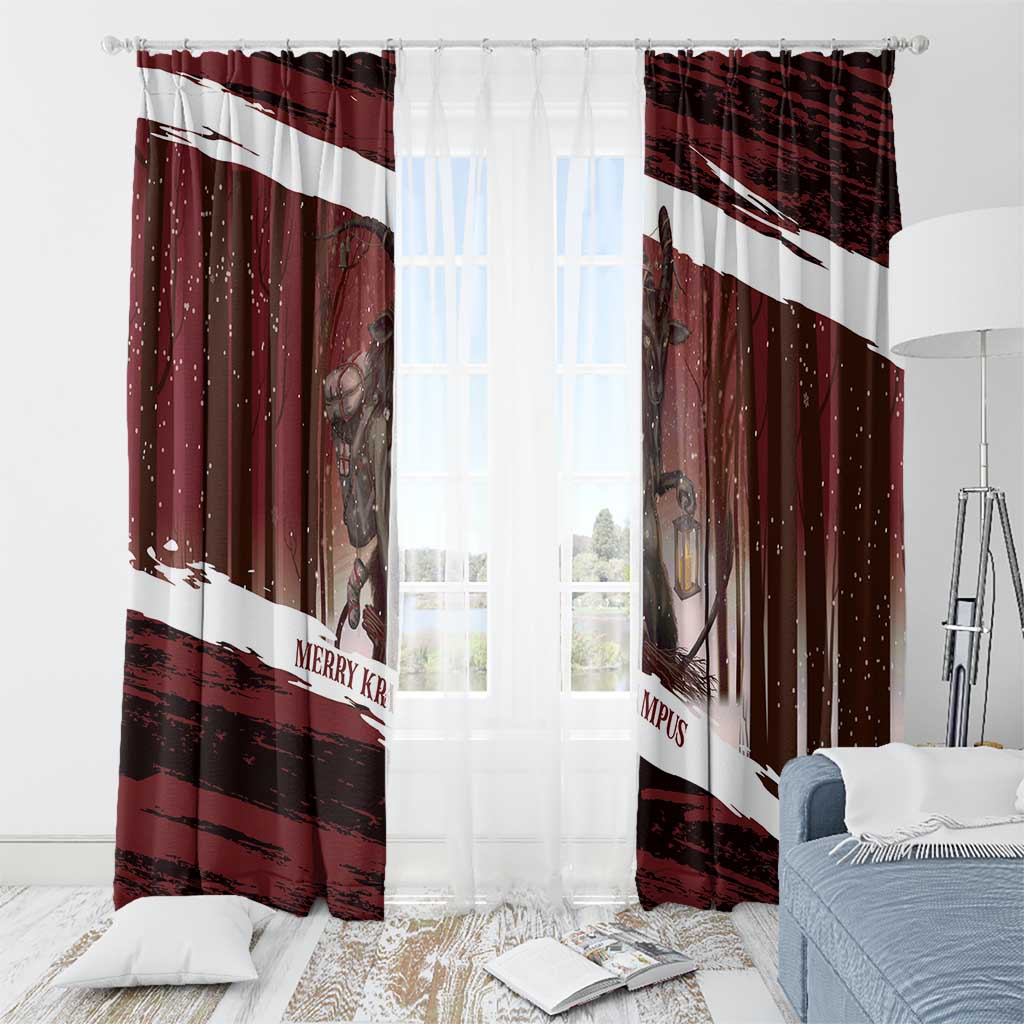 Merry Christmas Window Curtain Krampus in The Woods - Red - Wonder Print Shop