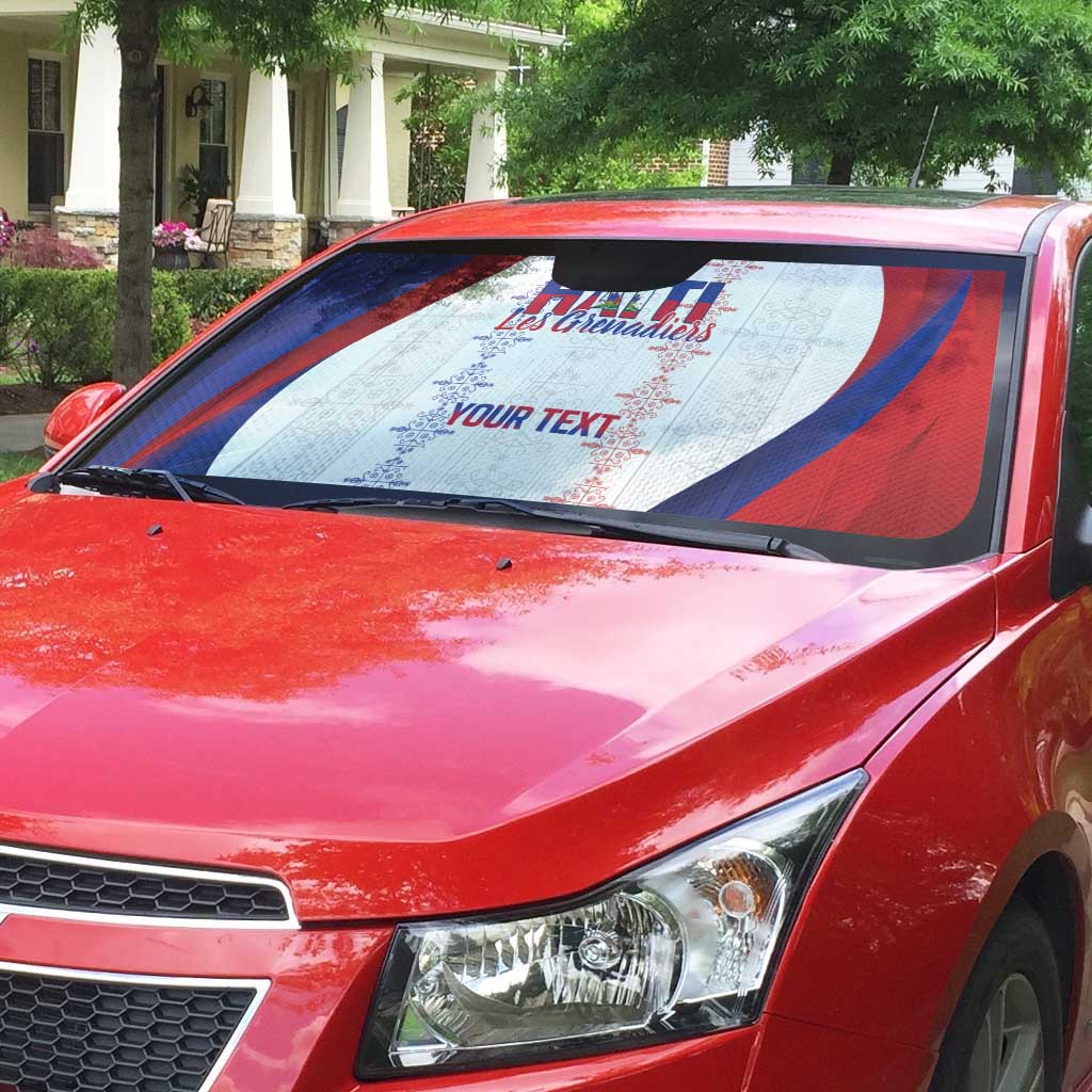 Haiti Football Les Grenadiers Personalized Auto Sun Shade Voodoo Veve Papa Legba - Wonder Print Shop