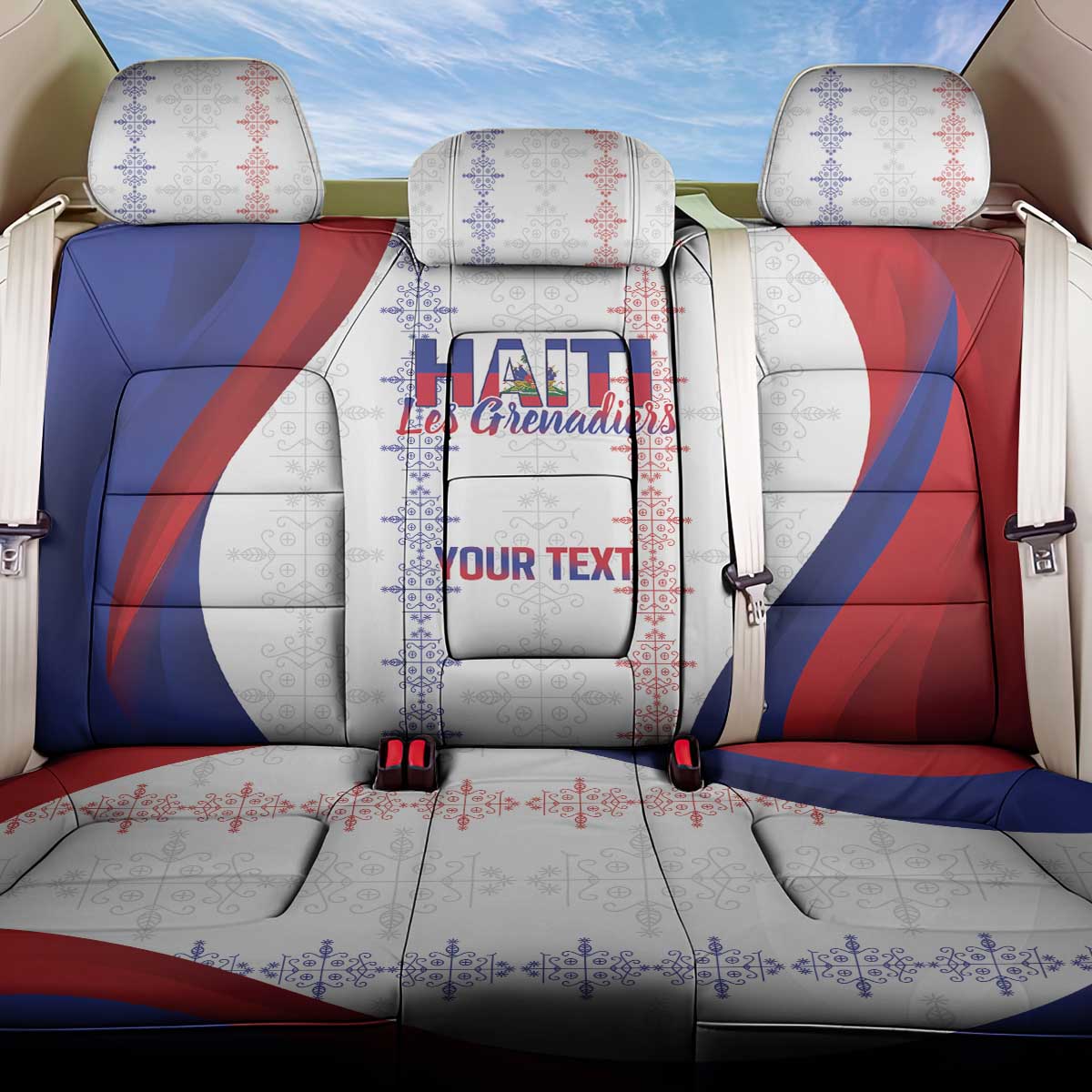 Haiti Football Les Grenadiers Personalized Back Car Seat Cover Voodoo Veve Papa Legba - Wonder Print Shop