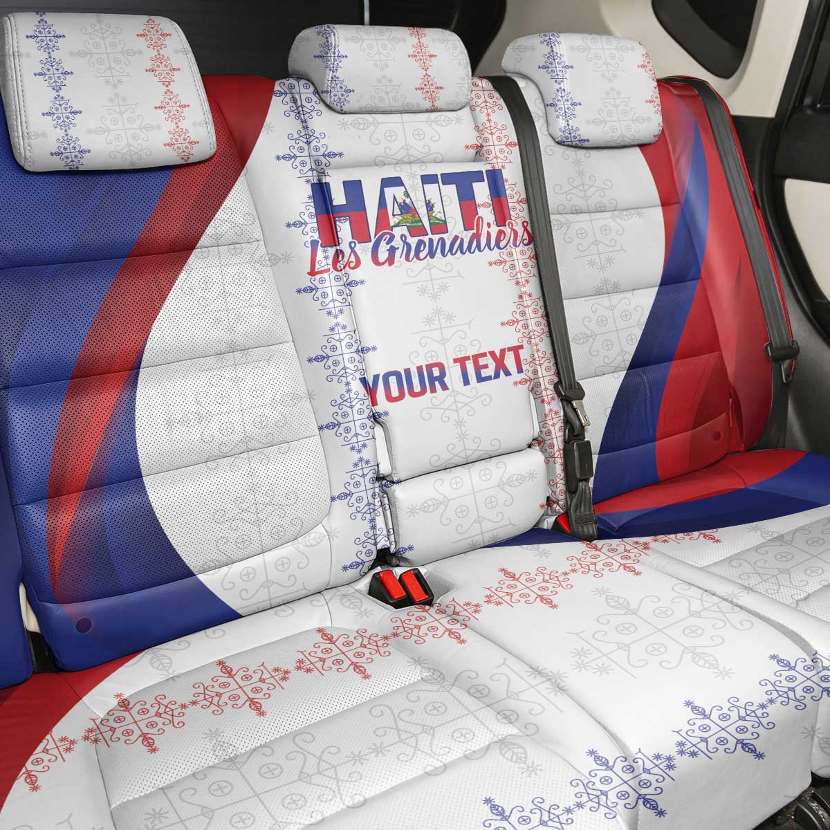 Haiti Football Les Grenadiers Personalized Back Car Seat Cover Voodoo Veve Papa Legba - Wonder Print Shop