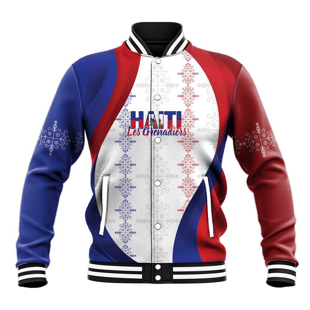Haiti Football Les Grenadiers Personalized Baseball Jacket Voodoo Veve Papa Legba - Wonder Print Shop