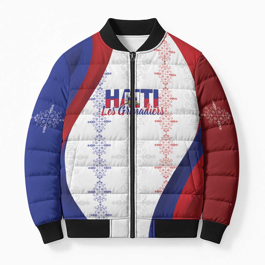 Haiti Football Les Grenadiers Personalized Bomber Puffer Jacket Voodoo Veve Papa Legba - Wonder Print Shop